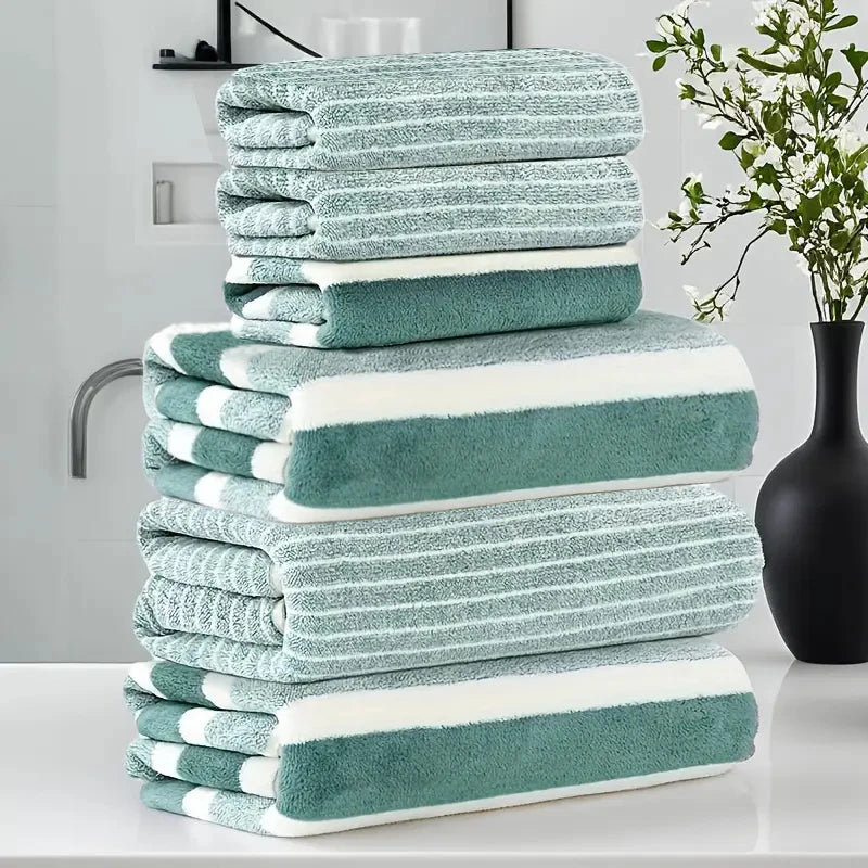 6-teiliges Coral Fleece Handtuch Set – 3 Badetücher & 3 Waschlappen | Weich, Saugfähig & Komfortabel für Dusche, Fitness & Hotel Kaufschwan®