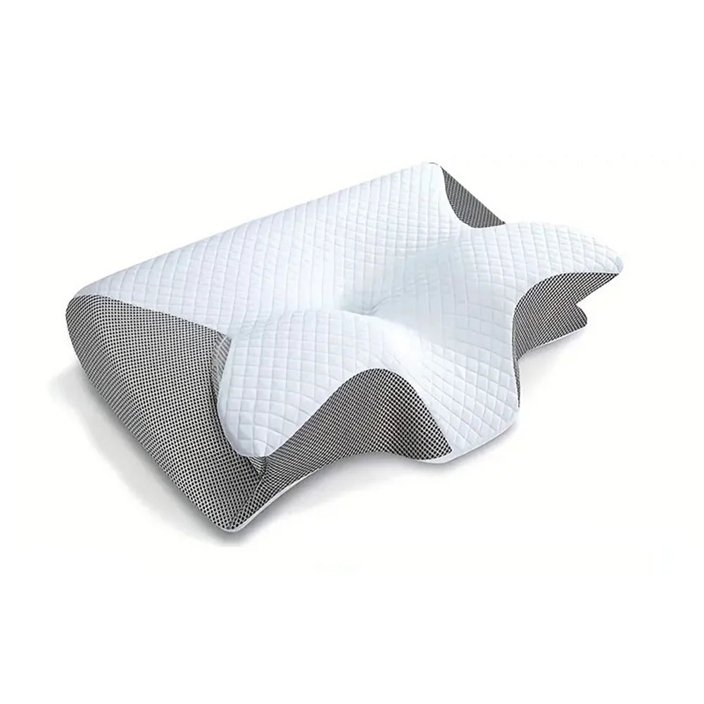 Memory Foam Nackenstützkissen – 2-in-1 Ergonomisches Orthopädisches Kissen mit Kontur für Nackenschmerzen Kaufschwan® Grau