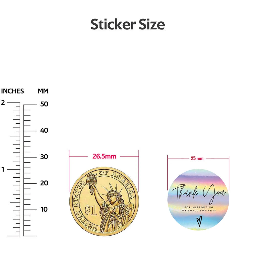 50–500 Stück Regenbogen Laser „Thank You“-Aufkleber – Holografische Etiketten für Kleinunternehmen & Boutique-Verpackungen