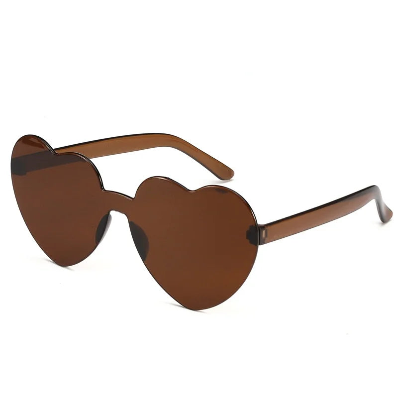 Randlose Herzförmige Polarisierte Sonnenbrille – Farbenfrohe Getönte Sonnenbrille mit UV400-Schutz und Polycarbonatgläsern für Damen und Mädchen Kaufschwan® Braun