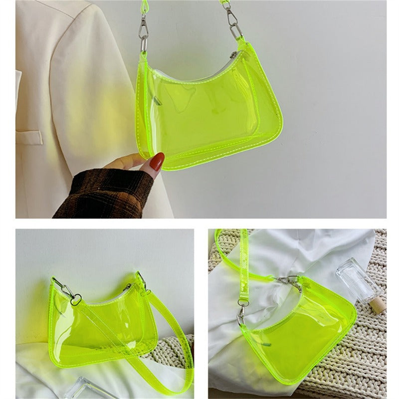 Transparente Jelly Umhängetasche – Kleine Zipper Underarm Tasche & Modische Handtasche für Damen Kaufschwan®