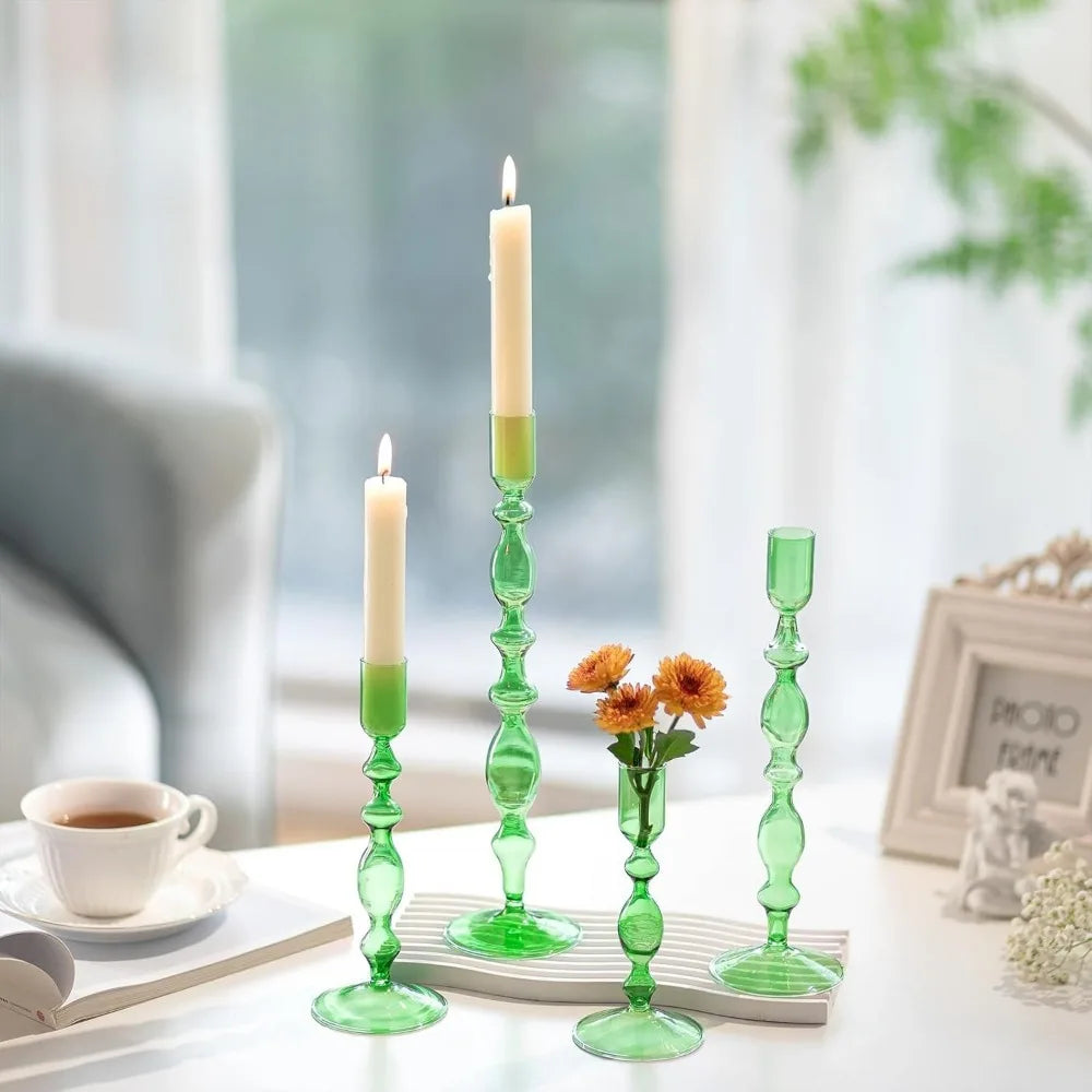 Transparente (3 Stück) Kerzenhalter – Elegante Gewellte Kerzenständer für Stabkerzen zur Wohn- & Party Dekoration