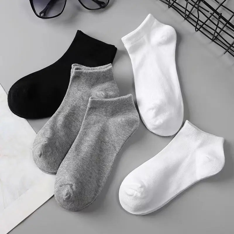 5 Paare Herren Schwarze Bootssocken | Einfarbig Atmungsaktiv Bequem Hochwertige Knöchelsocken Kaufschwan®
