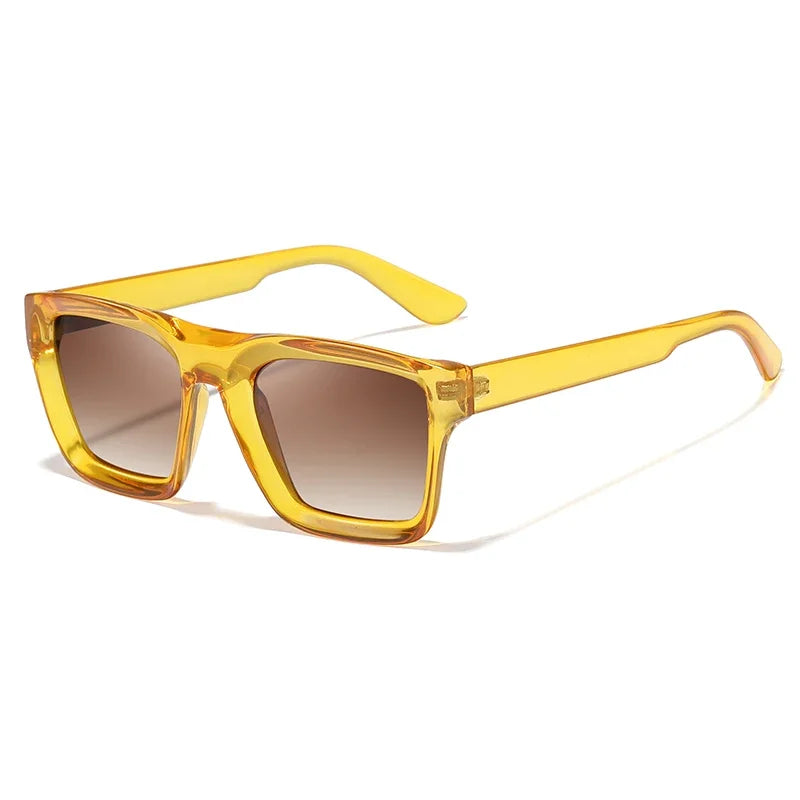 Luxuriöse Eckige Polarisierte Sonnenbrille – Farbenfrohe Vintage-Sonnenbrille mit UV400-Schutz für Damen Kaufschwan® Gelb Doppelbraun