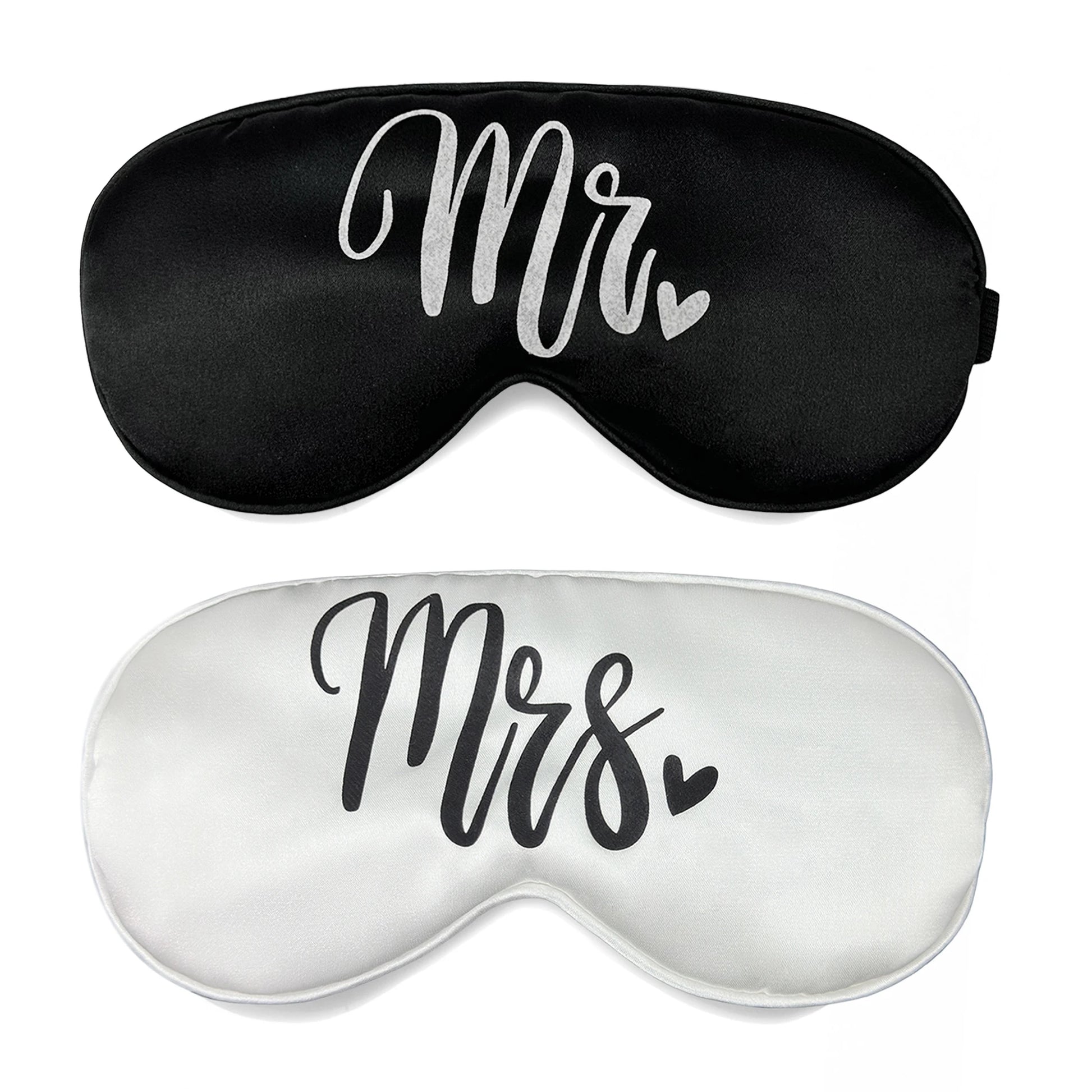 Mr & Mrs Seidige Schlafmasken-Set | Verstellbares Elastisches Band | Bequeme Augenabdeckungen für Paare, Hochzeit & Jubiläum Kaufschwan® Mr Mrs 2er Pack
