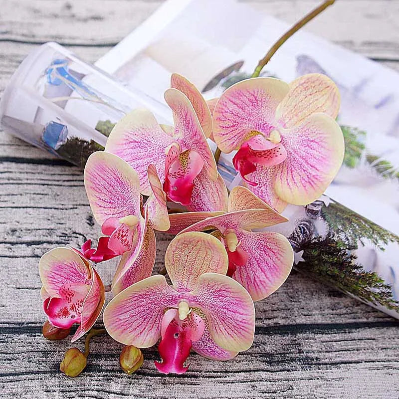 3D Künstliche Schmetterlings-Orchideen – Kunststoffblumen für Zuhause, Vase, Hochzeit, Garten & Partydekoration | DIY Girlanden & Geschenkboxen Kaufschwan® Rosa