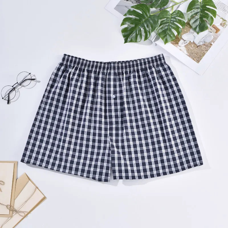 Modische Herren Boxershorts aus Baumwolle – Atmungsaktive Sommer Shorts | Lässige Flat-Angle Weite-Bein Unterwäsche Kaufschwan® Design 4 S