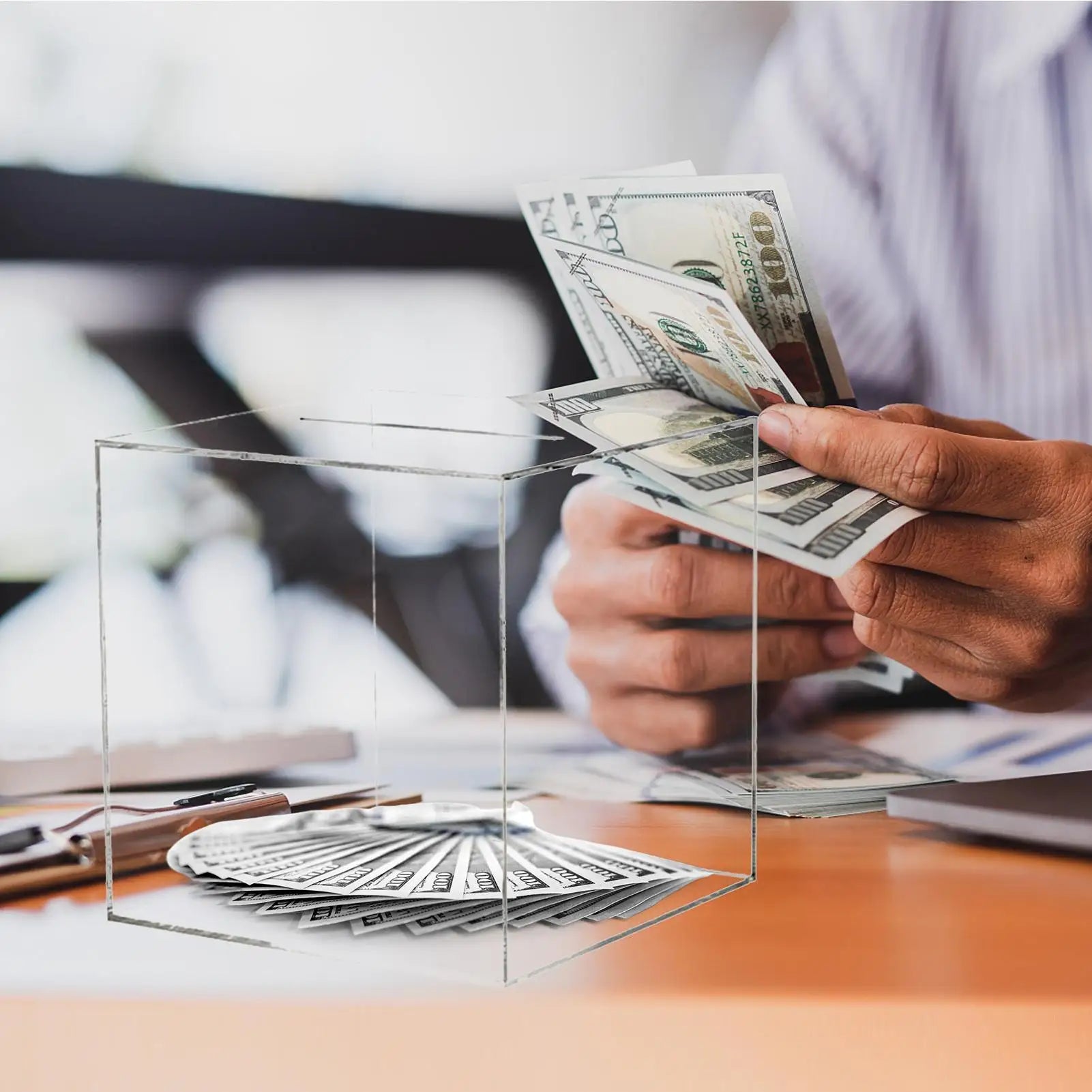 Transparente Acryl Spardose – Nicht Öffnendes Sparglas für Bargeld und Münzen Kaufschwan®