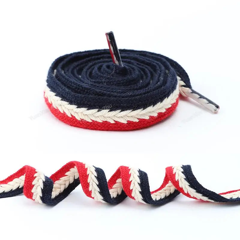 Flache Baumwoll-Schnürsenkel – 1,5cm Breite Premium Laces für Sneaker & Freizeitschuhe | 100/120/140/160cm Seil-Design, 1 Paar Kaufschwan®
