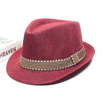 Sommer Hut - Fedoras – Frühling & Sommer Party Jazzhut, Baumwolle-Leinen Top Hat & Bucket / Panama Hut Kaufschwan® Rot