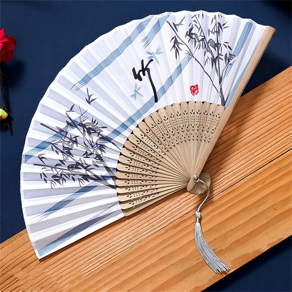 Vintage Seiden-Faltfächer | Chinesische & Japanische Bambusfächer | Tanzrequisiten | Heimdekoration & Geschenke Kaufschwan®