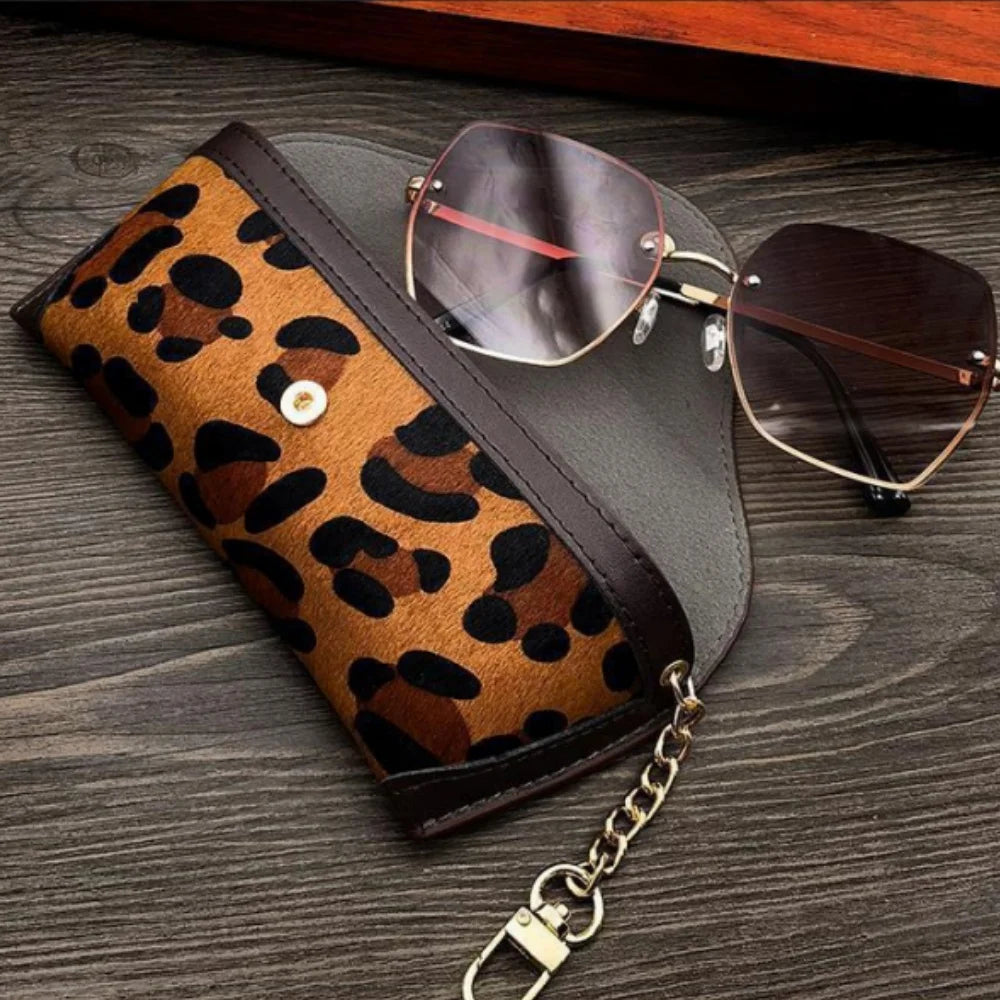 Vintage Leopard Leder Brillenetui – Tragbare Brillentasche für Alltag und Reisen Kaufschwan®