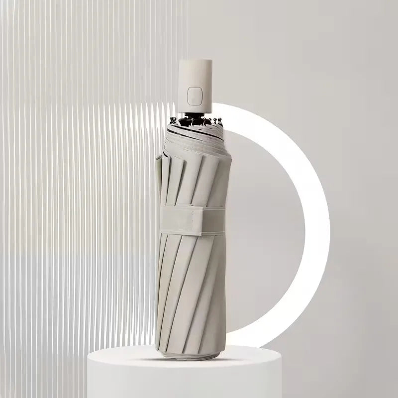 16-Streben Automatikschirm – Winddichter Doppel-Lagen Fiberglas-Rahmen, UPF Sonnenschutz, Tragbarer Minimalistischer Sonnenschutzschirm