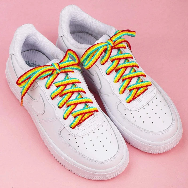 Regenbogen Farbverlauf Schnürsenkel – Bunte Flache Laces für Sneaker & Leinenschuhe | Modisches Accessoire für Low-Cut & High-Tops Kaufschwan®
