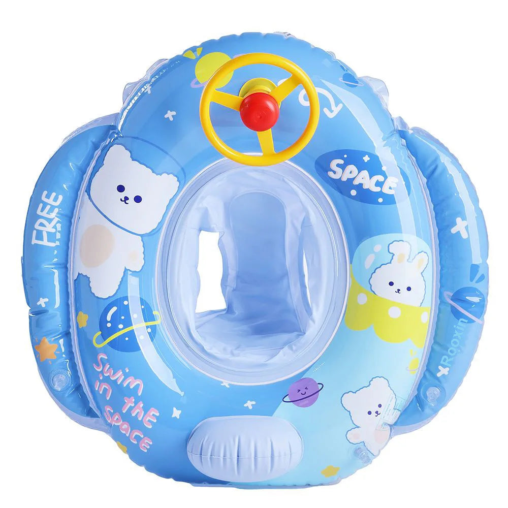 Baby Schwimmring Dinosaurier – Aufblasbarer Poolreifen für Kleinkinder & Kinder Kaufschwan® Blau