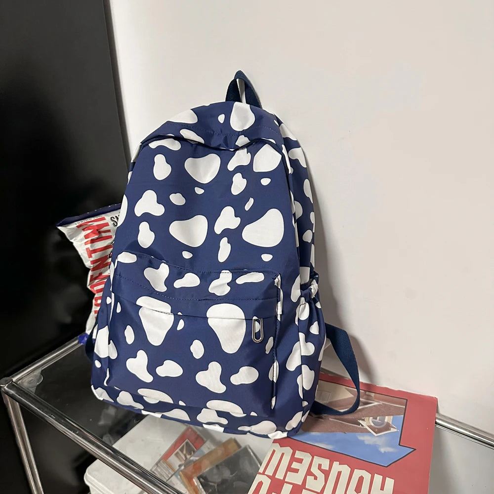 Rucksack mit Kuhmuster für Damen | Leichter & Vielseitiger Studenten-Rucksack | Gymnasium & Alltag Kaufschwan® Blau