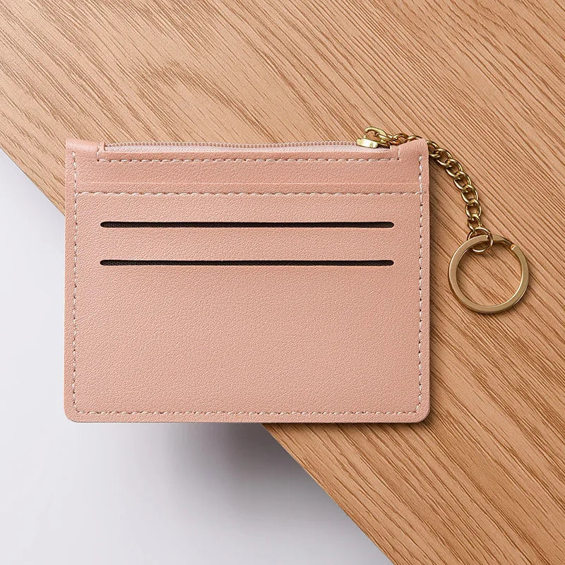 Mini-Kartenetui für Damen & Herren – Schmale Geldbörse mit Reißverschluss für Ausweis, Karten, Münzen & Bargeld Kaufschwan® Rosa