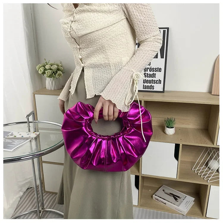 Metallic Falten Handtasche – Laser Silber Clutch & Schultertasche | Luxus Designer-inspirierte Damen Tote Kaufschwan®