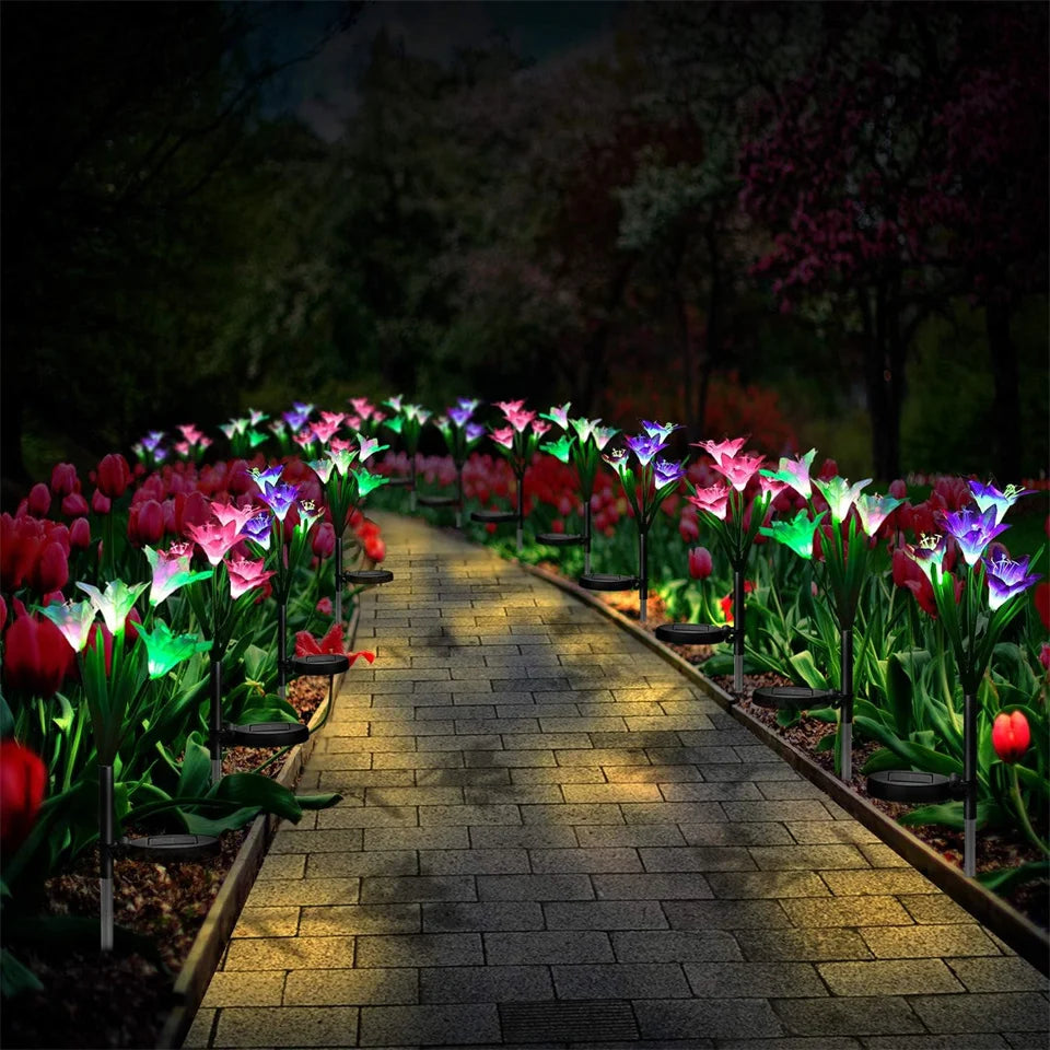 Solar Lilienblumenlampe – 7 Farbwechsel Wasserdichte Solar-Wege- & Landschaftslichter für Garten, Hof & Innenhof Kaufschwan®