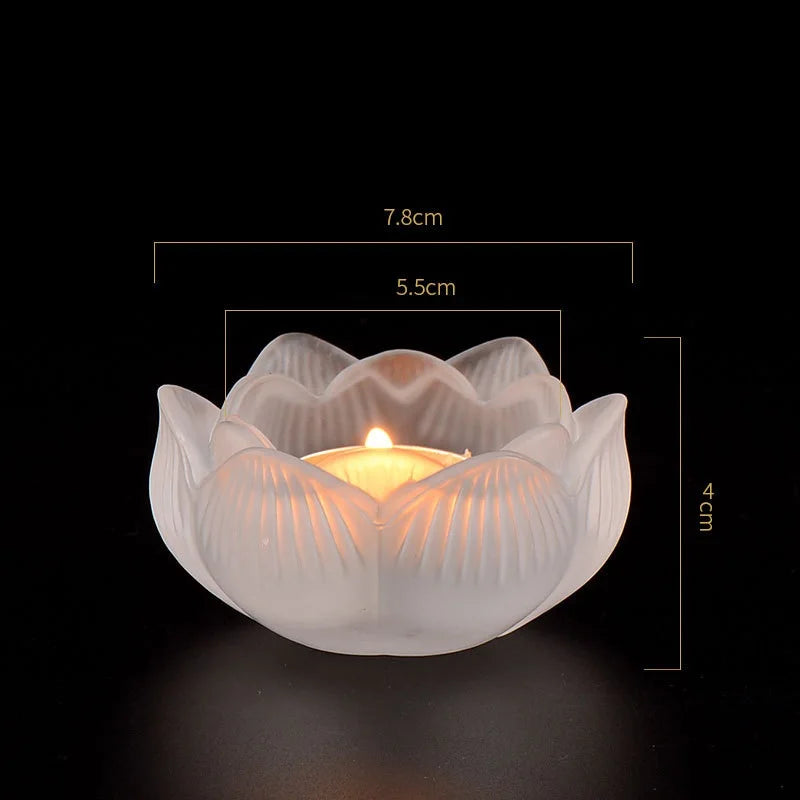 Bunter Glas Lotus Kerzenhalter – Buddhistischer Altar Butterlampenständer für Andacht & Wohndekoration Kaufschwan® Weiß