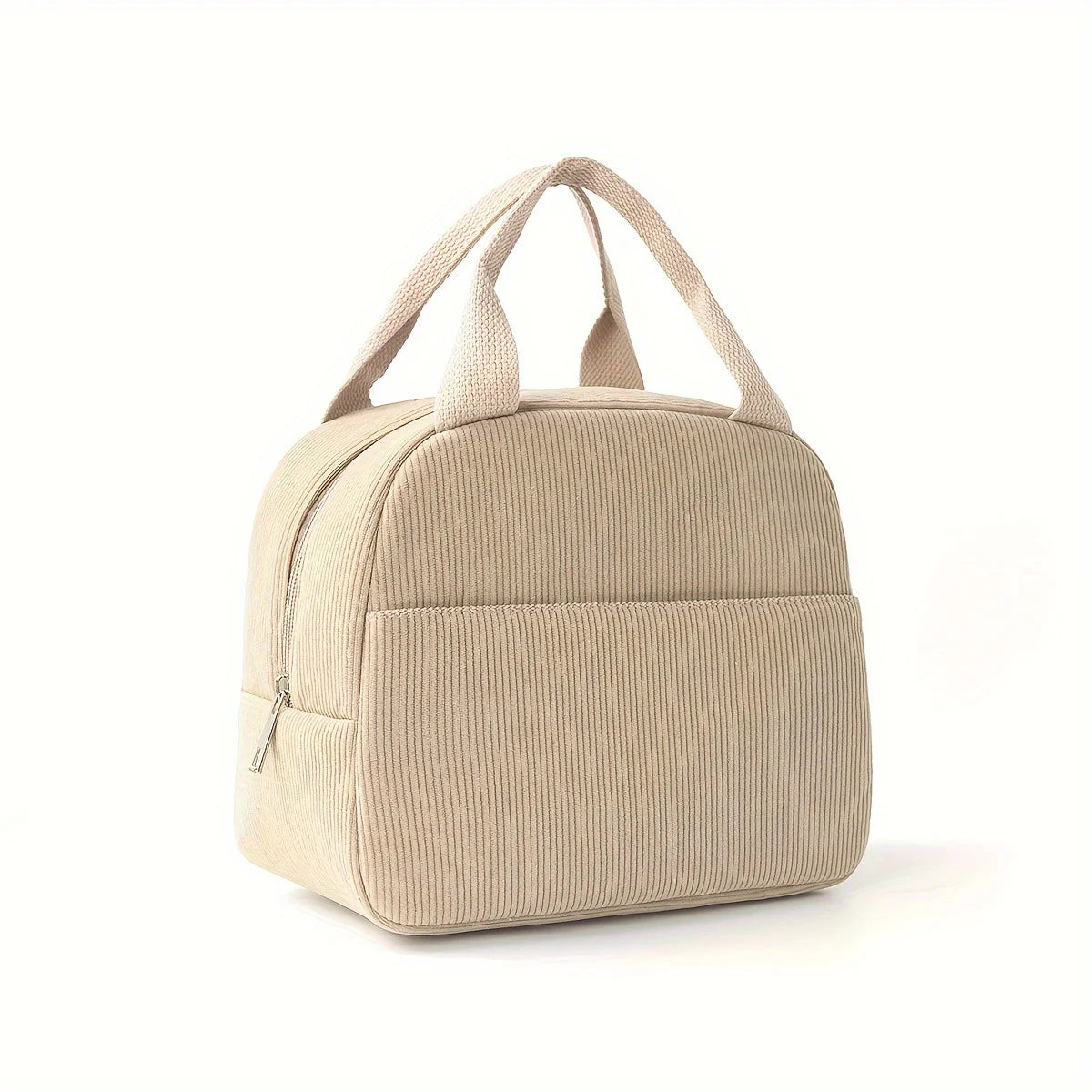 Wiederverwendbare Isolierte Kühltasche – Bestickte Cord Lunchbag | Tragbare Kühltasche für Kinder, Schule, Arbeit & Reisen Kaufschwan® Braun