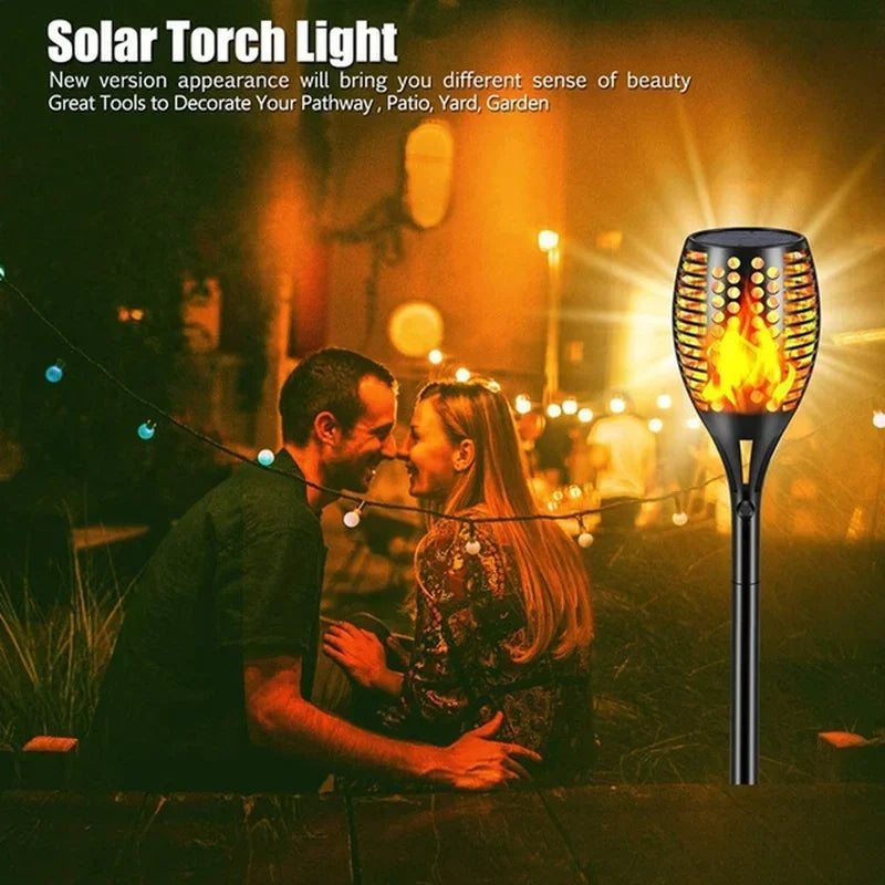 1/2/4/6/8/10 Stück Solar Flammen Fackellichter – Flackernde wasserdichte Gartenbeleuchtung für Rasen, Wege, Hof & Terrasse Kaufschwan®