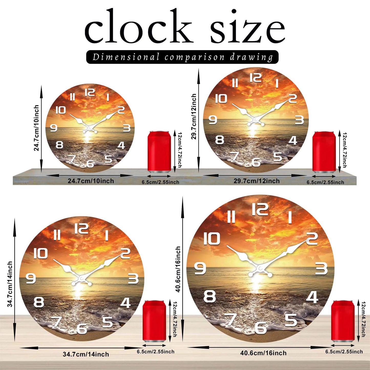 Strand Sonnenuntergang Holz Wanduhr – Leise Quarz Deko Uhr Kaufschwan®