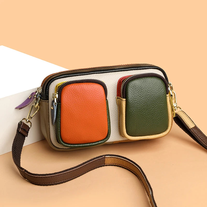 Hochwertige Leder Messenger Bag – Luxus Damen Schulter Handtasche mit Mehreren Fächern & Modische Geldbörse Kaufschwan®