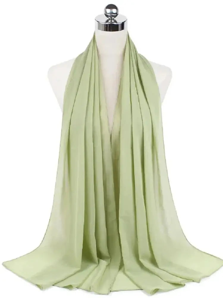 Damen Hijab aus Chiffon – Sofort Tragbares Kopftuch | Einfarbiger Instant Hijab Schal, Arabischer Wrap & Islamischer Schal Kaufschwan® Hellgrün