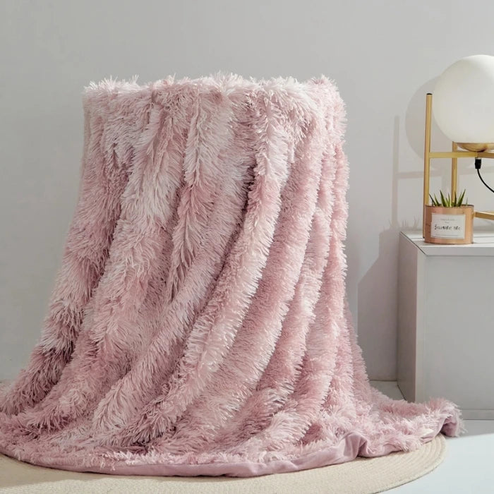 Vier-Jahreszeiten Universelle Nerz-Fleece-Decke – Flauschige Tie-Dye Einfarbige Decke für Wärme und Komfort