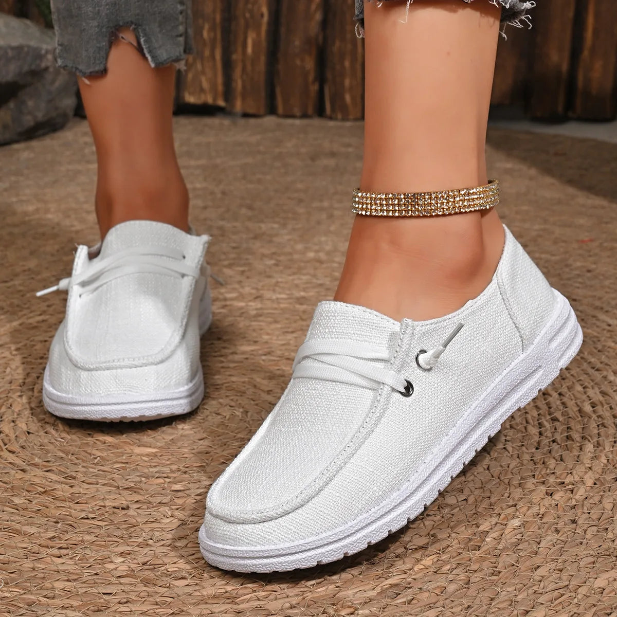 Frühling & Herbst Damen Vulcanized Sportschuhe – Modische Flache Sneaker | Bequeme Freizeitschuhe für Jeden Tag Kaufschwan® Weiß 43