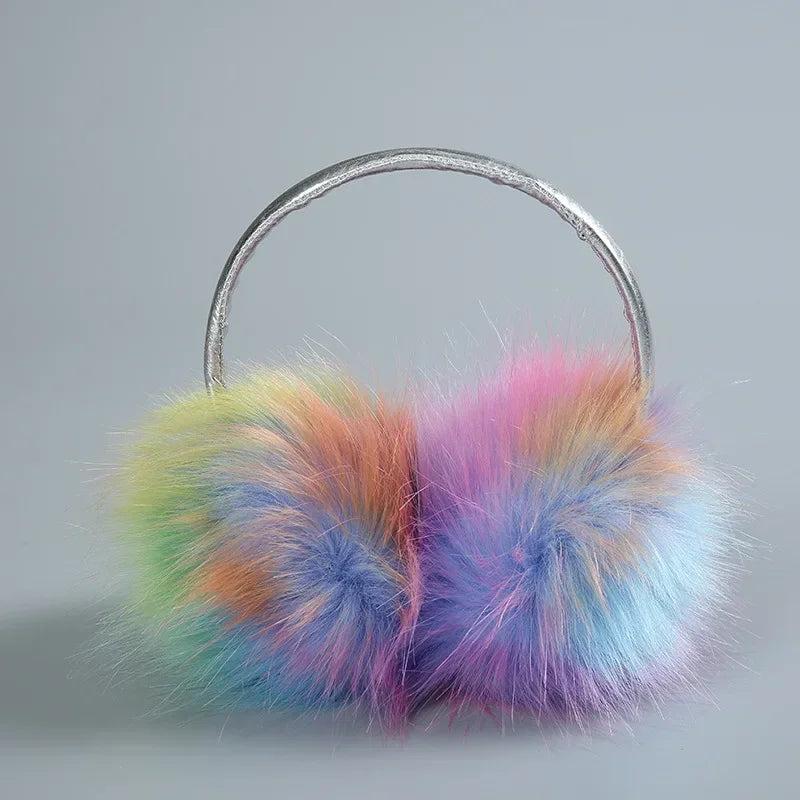 Bunte Regenbogen Winter Ohrwärmer – Plüsch Ohrenschützer | Winddicht, Warm & Weich Kaufschwan®