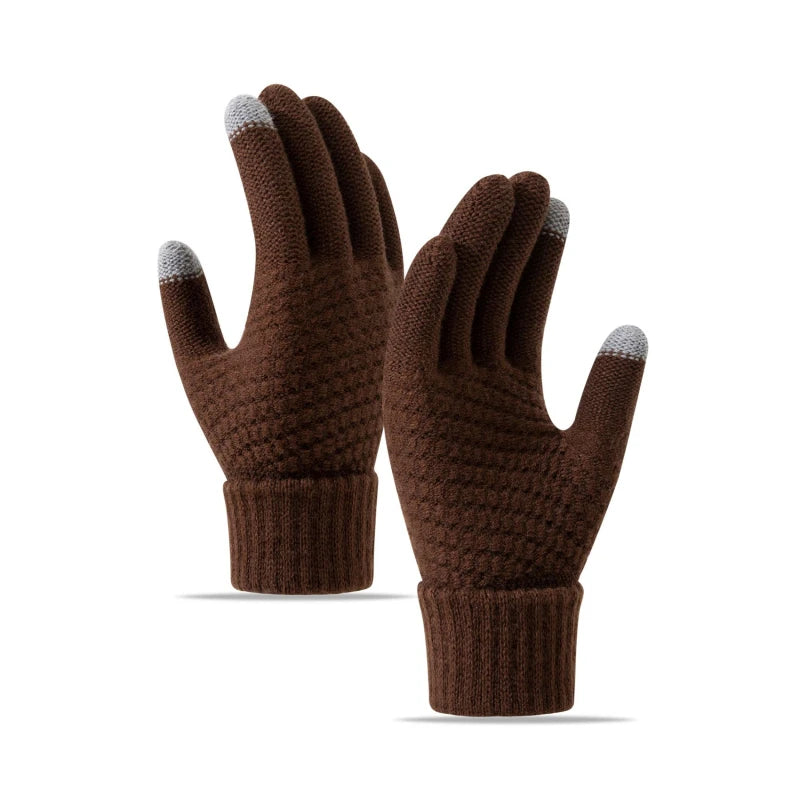 Winter Touchscreen Strickhandschuhe – Warme Unisex Vollfinger Handschuhe | Verdickte Strickhandschuhe aus Kunstwolle für Damen & Herren