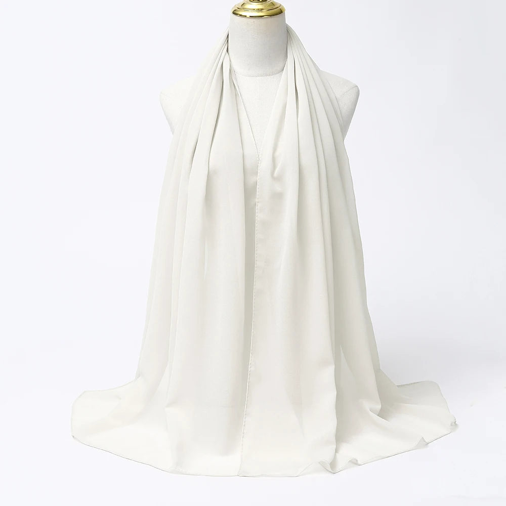 Muslimischer Chiffon Hijab Schal – Damen Langer Einfarbiger Kopf Schal | Eleganter Jersey Schleier & Modisches Umschlagtuch