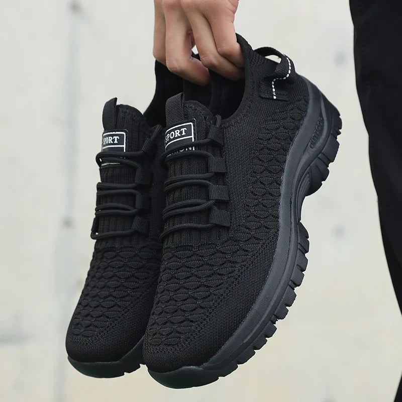 Herren Outdoor Sneaker in Leuchtgelb – Atmungsaktive Mesh Sportschuhe | Stoßdämpfendes Trend-Abenteuer Schuhwerk Kaufschwan® Schwarz 36