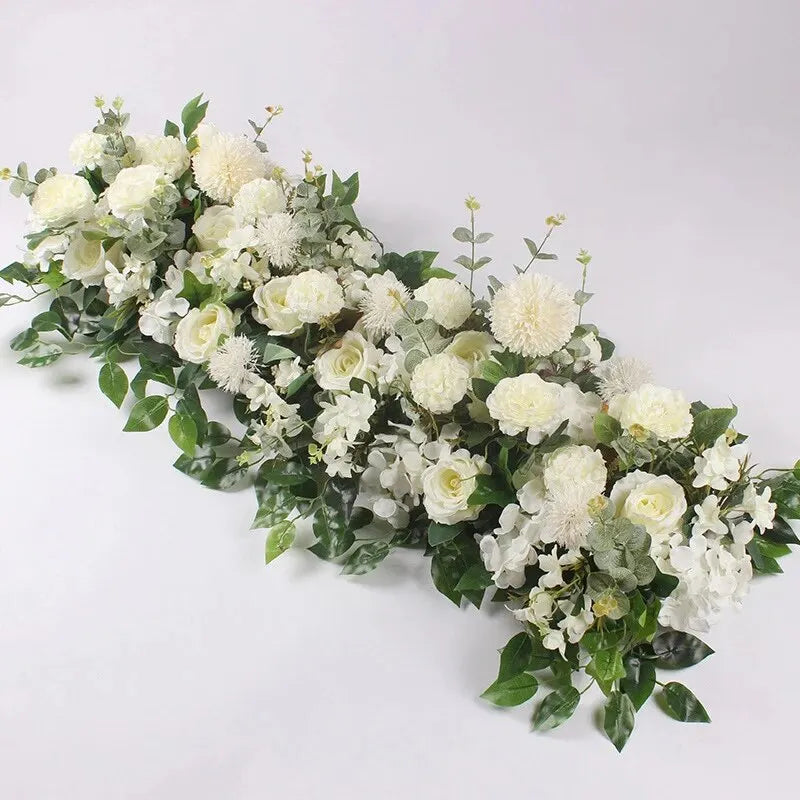100cm Luxus Künstliche Weiße Rosen – Elegantes Kunstblumen-Arrangement für Hochzeitstische, Rückwände, Bögen & Bühnen Dekoration Kaufschwan® Weiß 100cm