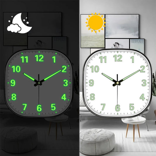 Quadratische Leuchtende Wanduhr – Leise Quarz Moderne Deko Uhr Kaufschwan® Schwarz 8 Zoll