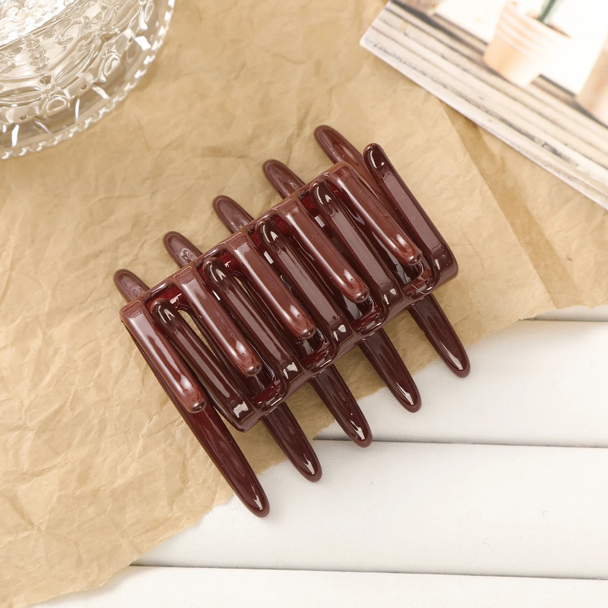 Doppelseitiger Frosted Haarkamm – Rutschfeste Zahnkamm-Haarklammer in Schwarz für Damen Kaufschwan® Abbildung 6