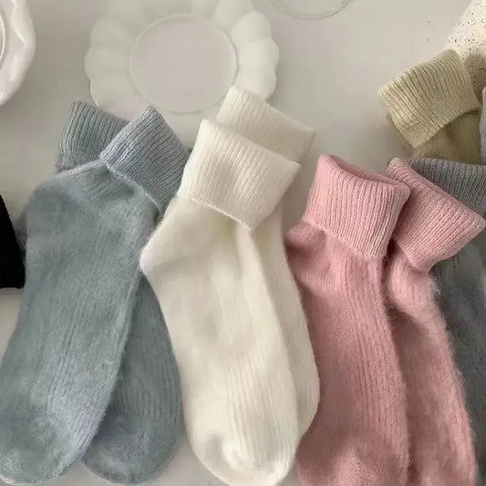 1-12 Paare Damen Herbst Winter Dicke Warme Mittellange Socken | Modische Macaron Farbige Flauschige Bequeme Freizeit Socken Kaufschwan®