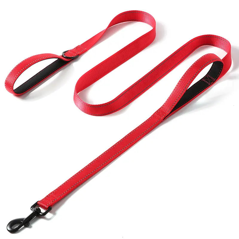 Doppelt Griff Hundeleine Nylon Heavy Duty 1.2/1.5/1.8m Trainingsleine Kontrollleine für Hunde Katzen Kaufschwan® Rot 2.5x150cm