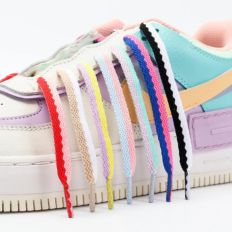 Zweifarbige Flache Schnürsenkel – Präzise Gewebte Modische Laces für Sneaker & Freizeitschuhe | Stilvolle Ersatzschnürsenkel für AF1 & Streetwear Kaufschwan®