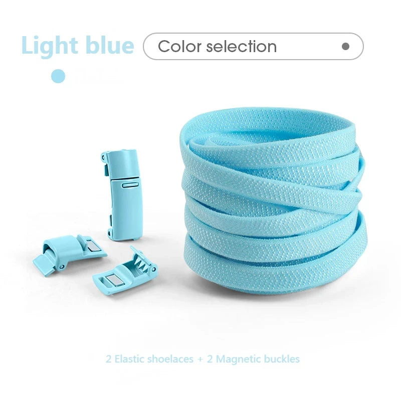 Magnetische No-Tie Elastische Schnürsenkel – Schnelles Verriegelungssystem für Sneaker | Unisex Schuhzubehör für Kinder & Erwachsene, 1 Paar Kaufschwan® Hellblau