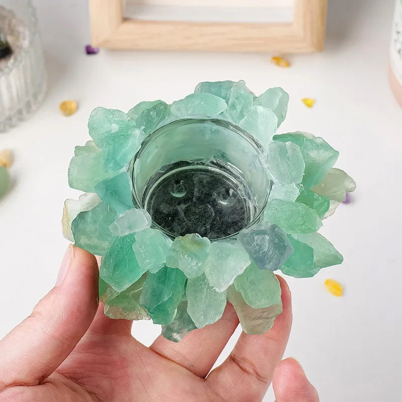 Natürlicher Kristall Rohstein Kerzenhalter – Amethyst, Citrin & Rosenquarz Aromatherapie Stein für Weihnachten & Wohndekoration Kaufschwan®