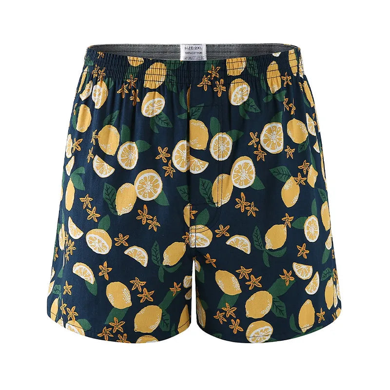 Herren Boxershorts Ananas & Zitronen Print | Baumwolle, Atmungsaktiv, Lockerer Schnitt, Schlaf- & Homewear Kaufschwan® Design 4 S