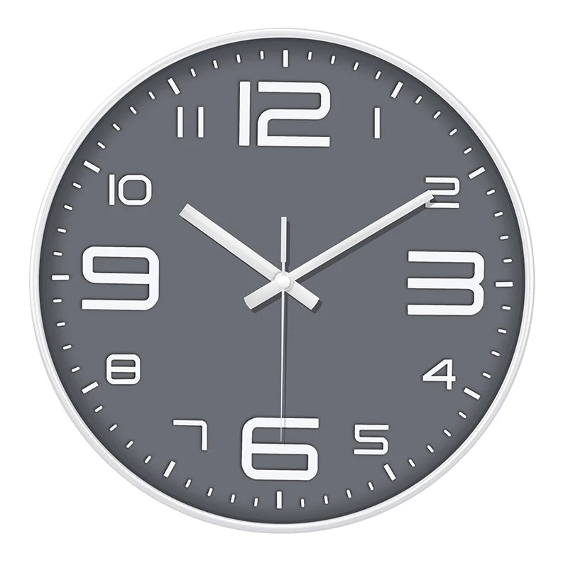 12 Zoll Moderne Quarz Wanduhr – Leise Große Zahlen Uhr Kaufschwan® Grau 12 Zoll