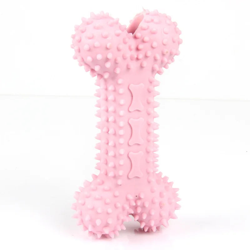 Hunde Kau Stick – TPR Zahnreinigungs Spielzeug für Welpen und Hunde Kaufschwan® Rosa (Knochen)