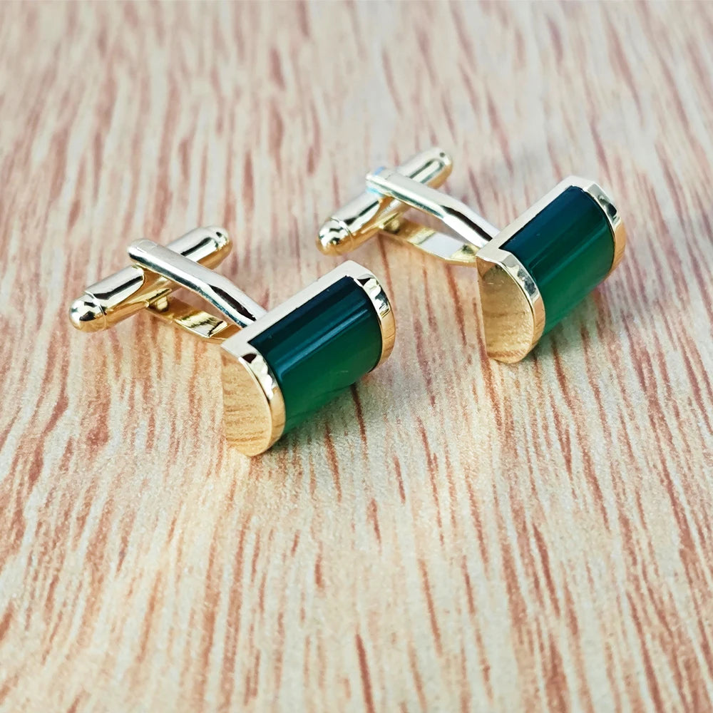 Herren Manschettenknöpfe mit Grünem Kristall – Elegante Französische Manschetten | Business & Anlass Schmuck für Hemd & Anzug Kaufschwan®