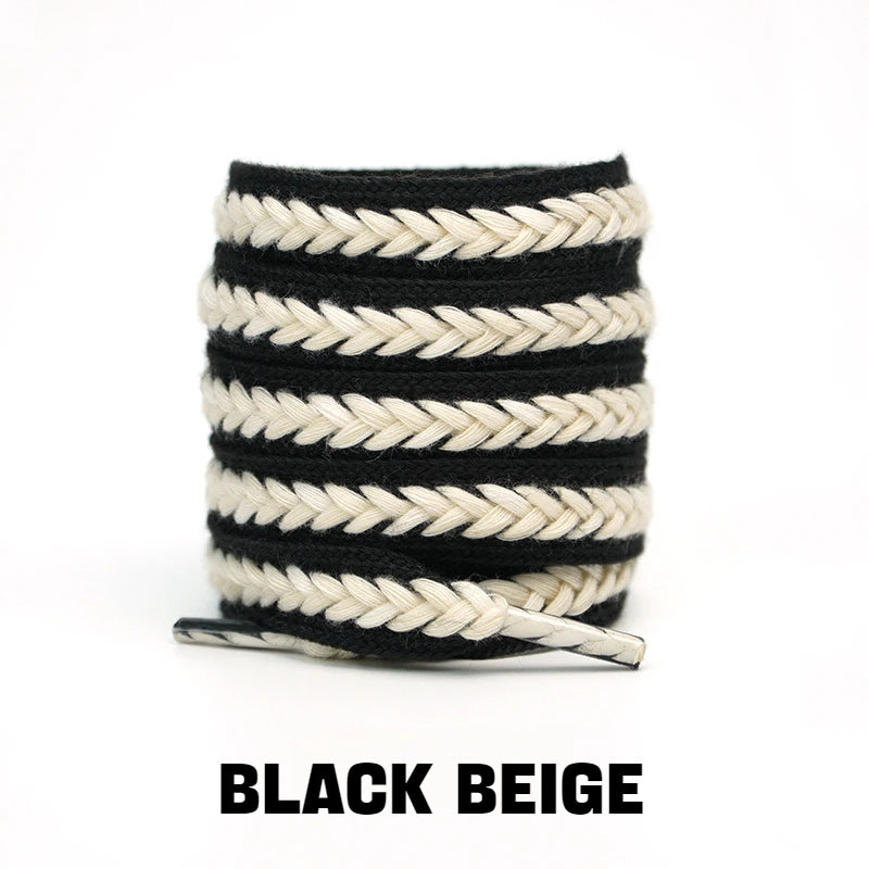 Flache Baumwoll-Schnürsenkel – 1,5cm Breite Premium Laces für Sneaker & Freizeitschuhe | 100/120/140/160cm Seil-Design, 1 Paar