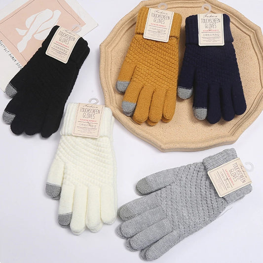Winter Touchscreen Strickhandschuhe – Warme Unisex Vollfinger Handschuhe | Verdickte Strickhandschuhe aus Kunstwolle für Damen & Herren Kaufschwan®
