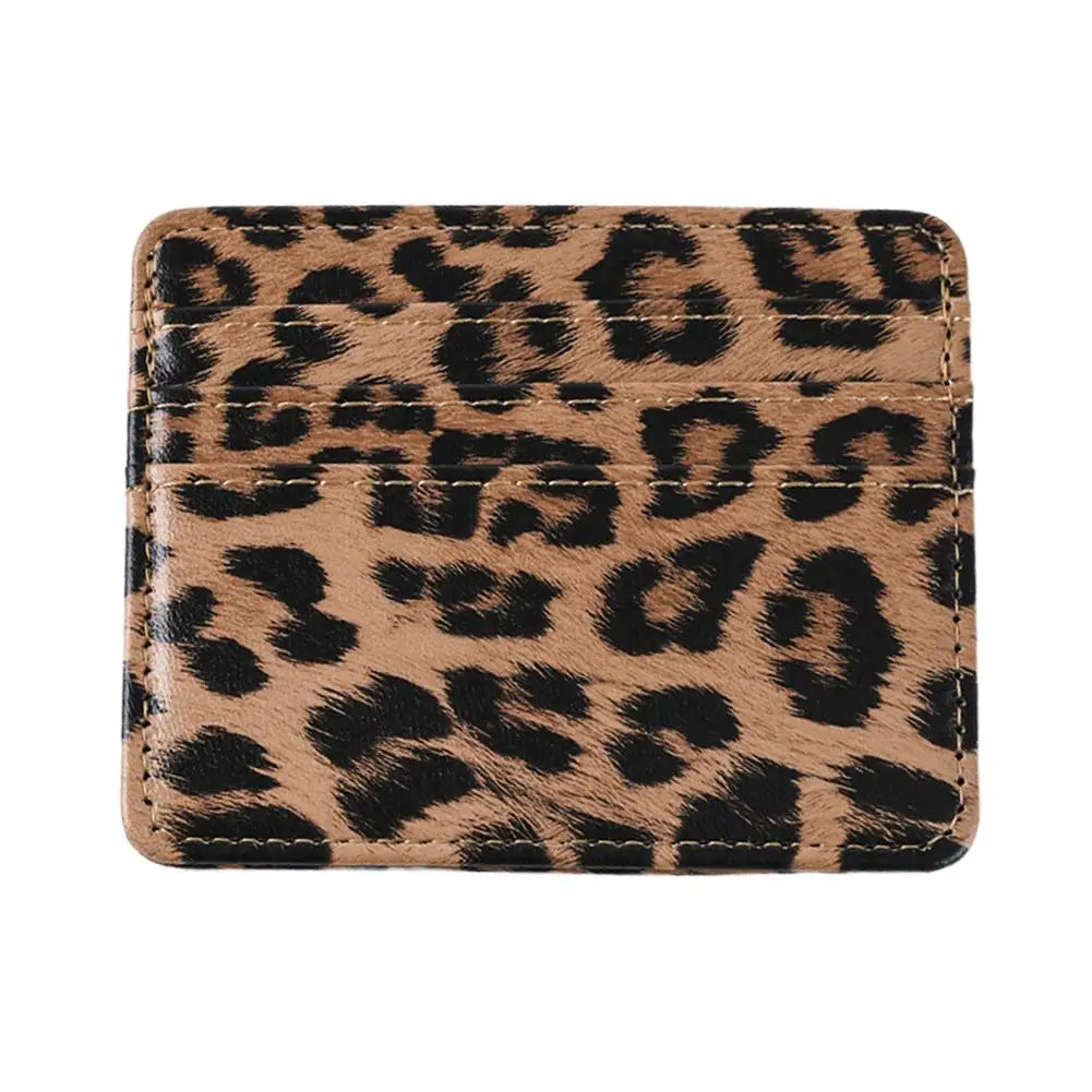 Leopardenmuster-Kartenetui aus PU-Leder für Damen – Ultradünne Mini-Geldbörse für Kredit-, Ausweis- & Fahrkarten Kaufschwan® Braun